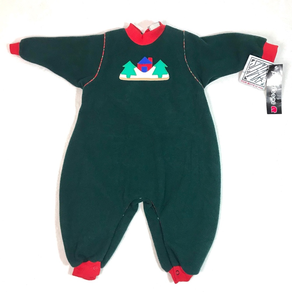 Vintage 18 month polar fleece baby one piece outfit cozy winter pyjamas Scharf